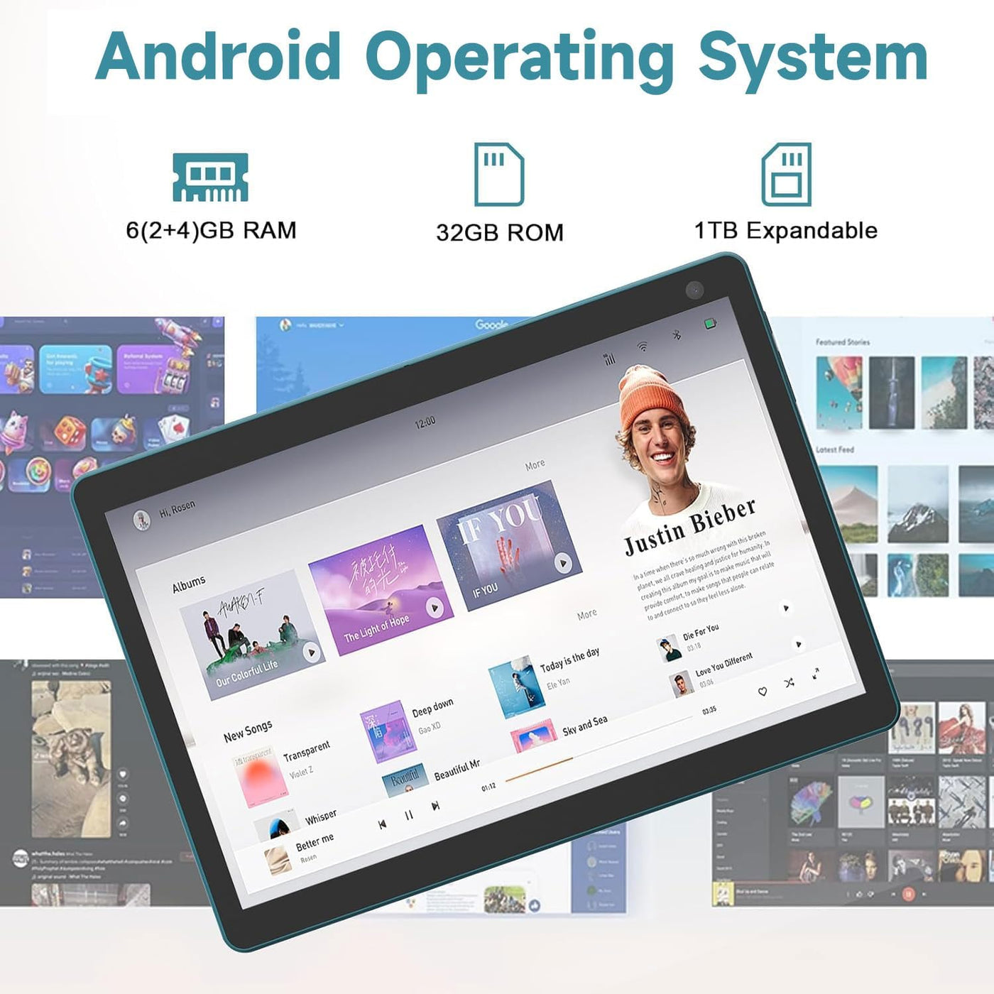 Tableta Android, 10 pulgadas 6GB RAM+32GB ROM+1TB Expandir Tableta,...