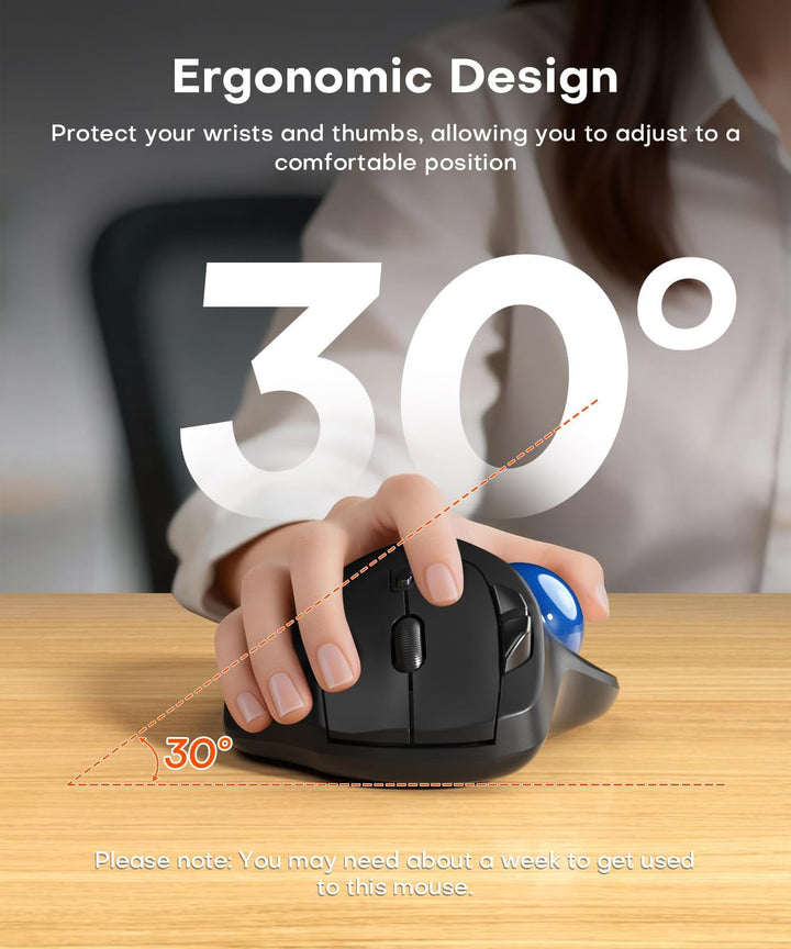 Ratón Ergonómico Inalámbrico con Trackball, Conexión para 3 Disposi...