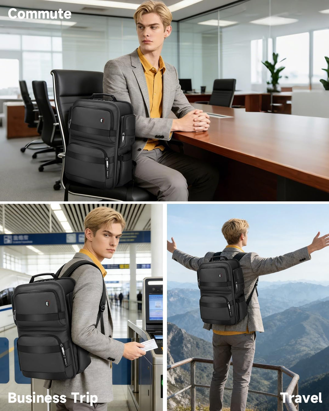 RoyalAnt Mochila de trabajo para hombres, mochila para laptop de 17...