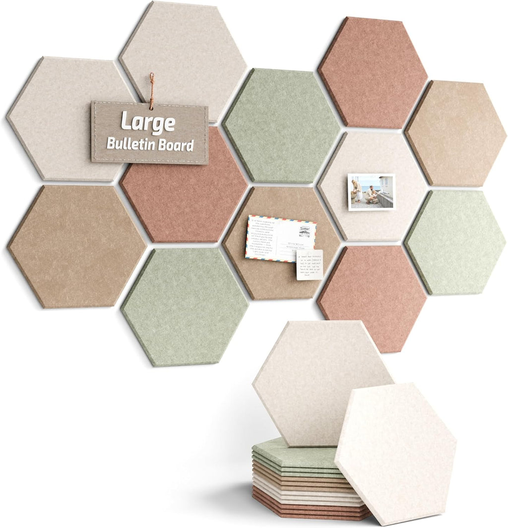 Paquete de 12 azulejos hexagonales de fieltro para tablón de