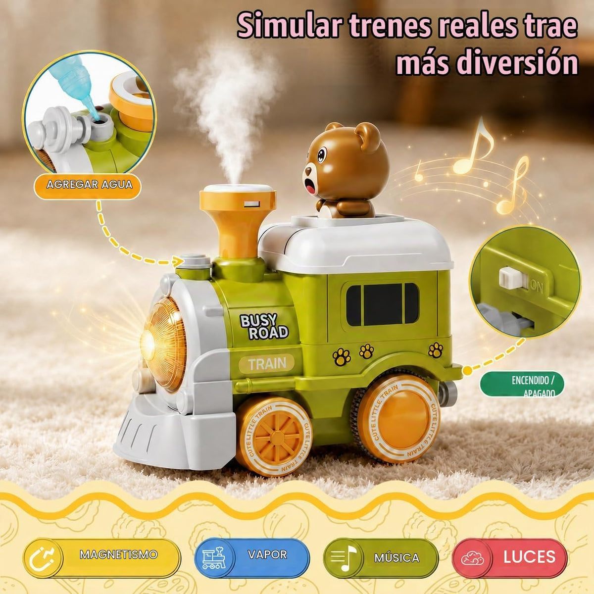 Dimoarch Juego de tren eléctrico para niños pequeños de 1, 2, 3, 4 años