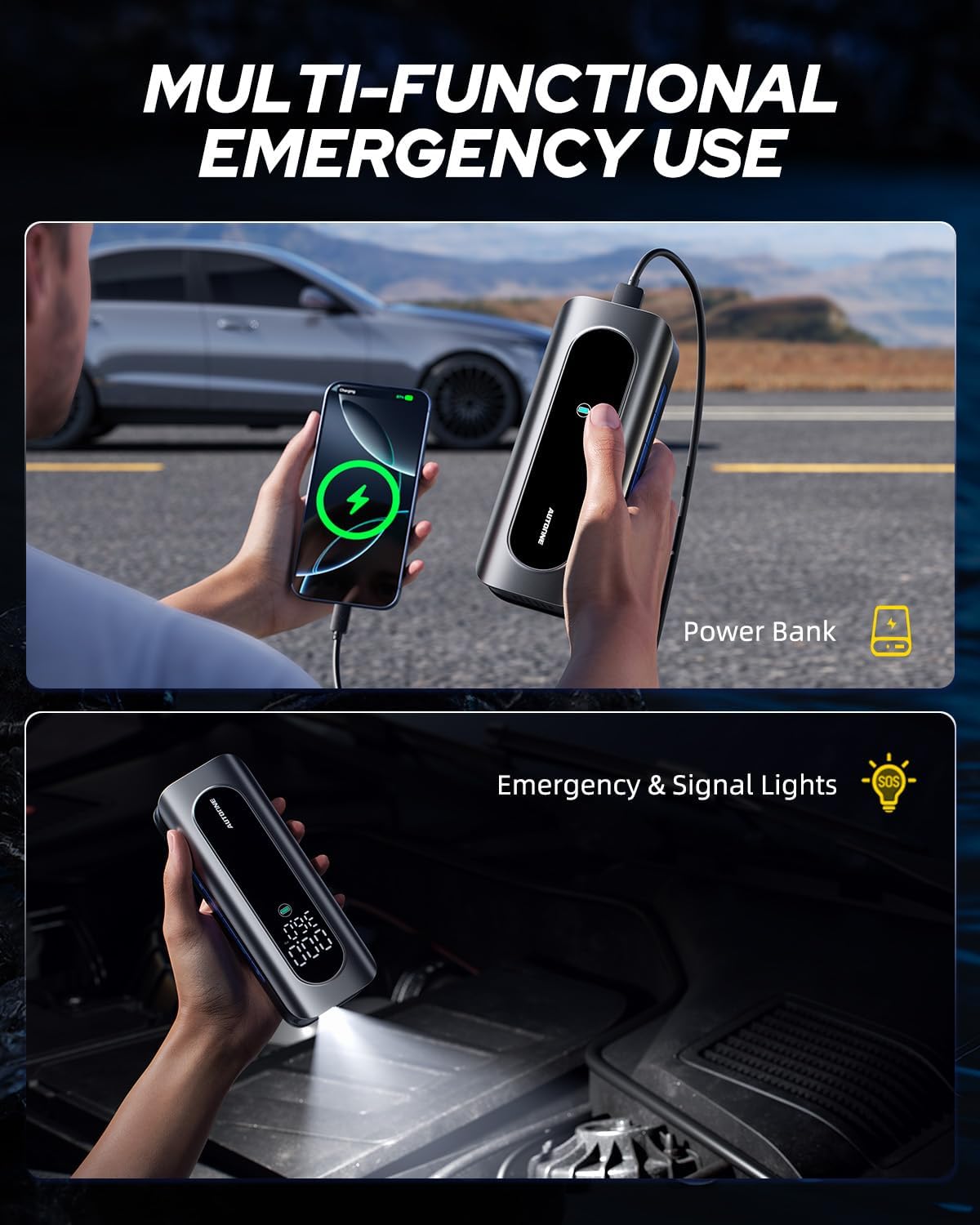 AUTOONE - Compresor de aire portátil para inflador de neumáticos, b...