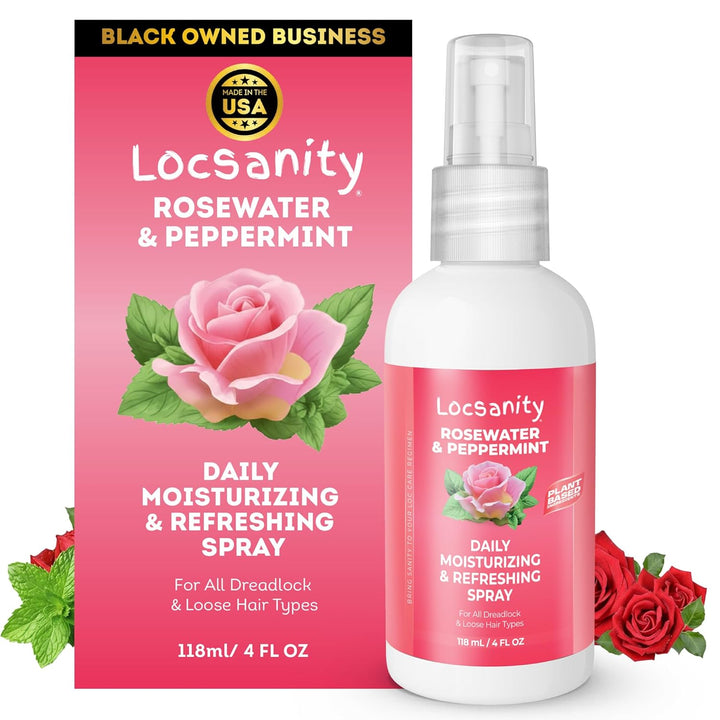 Locsanity Spray hidratante diario de agua de rosas y menta, tamaño...