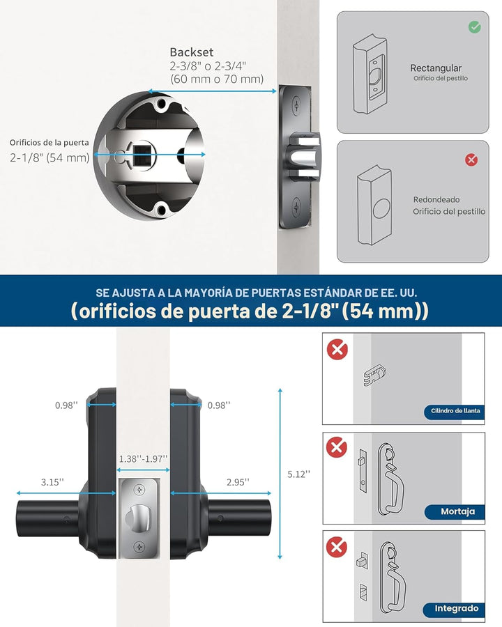 HIDALIFE Cerradura de puerta de entrada sin llave con teclado y man...