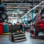Caja de herramientas portátil de metal con 3 cajones, caja de herramientas metálica portátil con forros EVC y cierres de pestillo, cofre de herramientas de acero resistente con apertura de