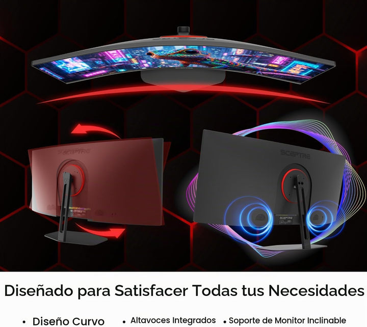 Sceptre - Monitor curvo para juegos Prime de 34 pulgadas 3440 x 144...