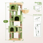 Globlazer Árbol de Gato de Cactus en Esquina de 66 Pulgadas, Torre de Escalada de Cactus de Varios Niveles, Condos para Gatitos, Torre de Rascado para Gatos de Interior para Múltiples Gatos con