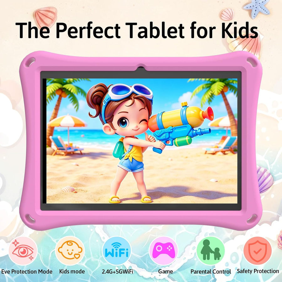 Tableta para niños Android 15 con estuche, Tableta de 10 pulgadas p...