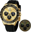 OLEVS Relojes Cronógrafo Masculinos de Moda Empresarial Analógico Quartz Reloj de Pulsera para Hombre, Cinturón de Silicona a prueba de agua con Luminiscente, Calendario
