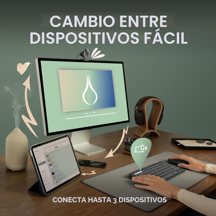 Logitech Pebble Keys 2 K380s, teclado inalámbrico Bluetooth multidi...