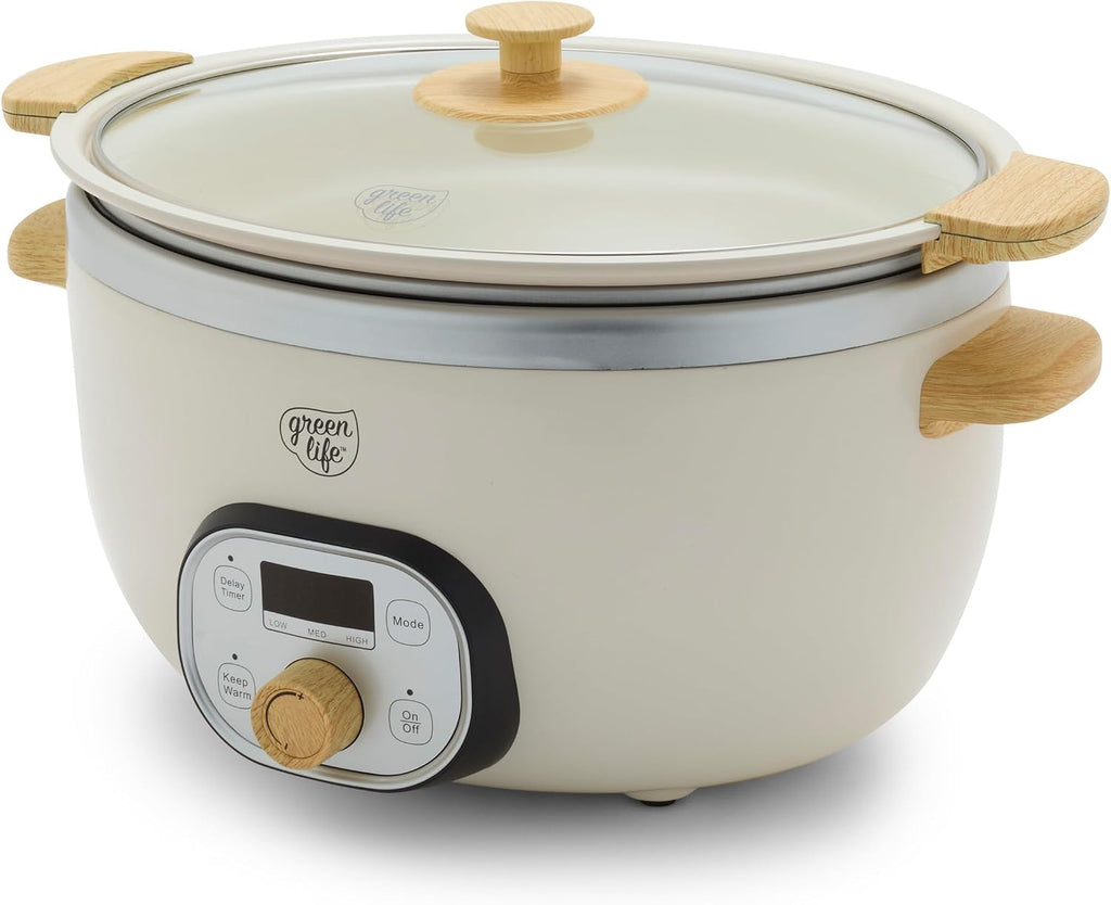GreenLife 6QT - Olla de cocción lenta antiadherente de cerámica