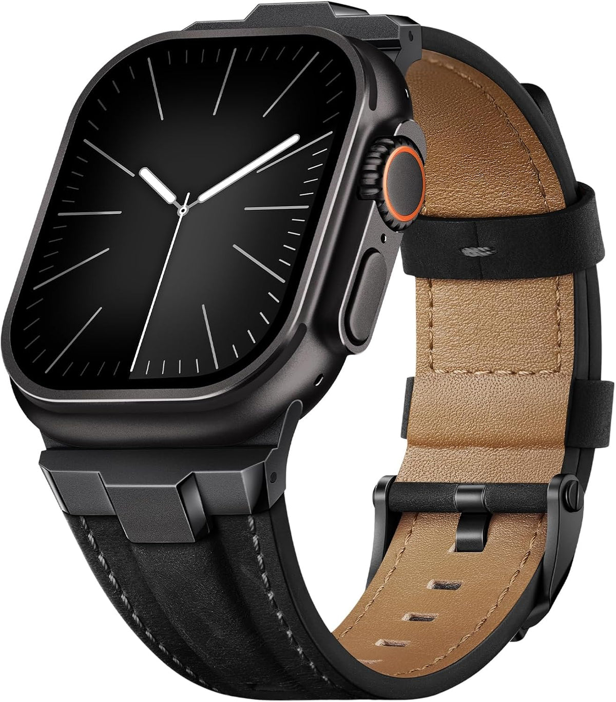 Suitisbest Correa de cuero compatible para Apple Watch Ultra Banda de 49 mm 46 mm 45 mm 44 mm 42 mm 41 mm 40 mm, correa de repuesto de cuero genuino para iWatch series 11 10 9 8 7 6 5 4 3 2 1, SE 3 2