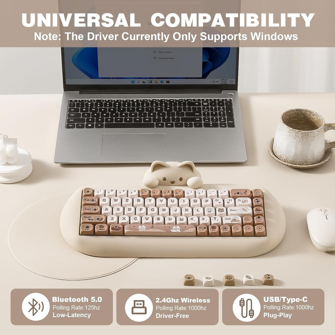 YUNZII Teclado mecánico inalámbrico C68, distribución 65%, intercam...