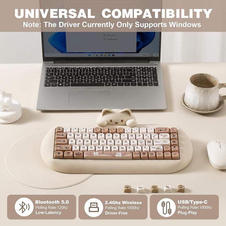 YUNZII Teclado mecánico inalámbrico C68, distribución 65%, intercam...
