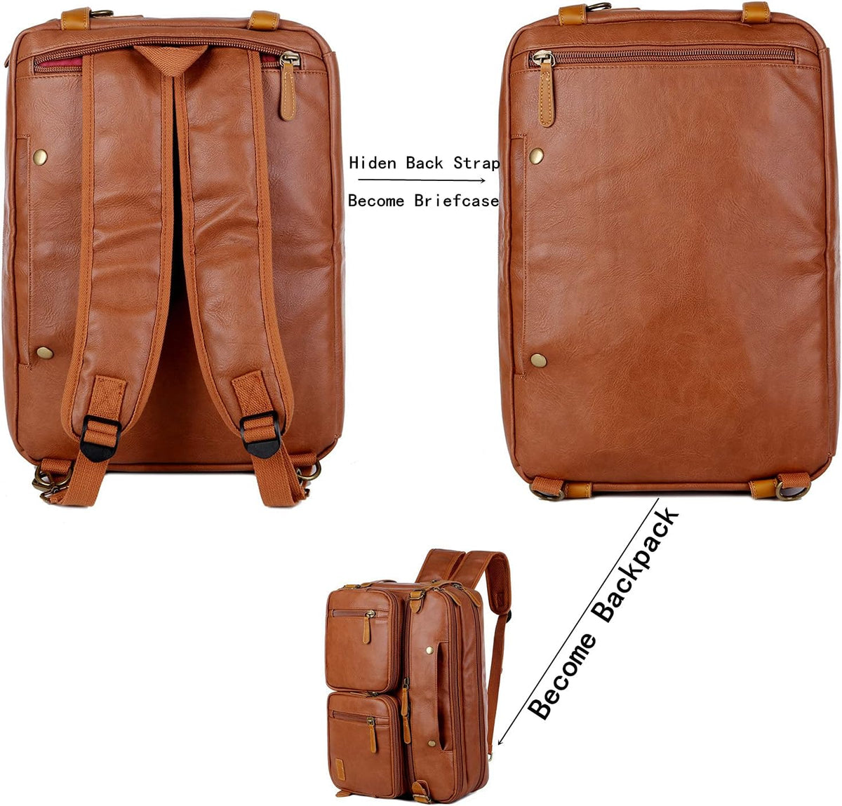Maletín de cuero vegano para hombre, mochila híbrida de 17 pulgadas, bolsa de mensajero de negocios HB-22