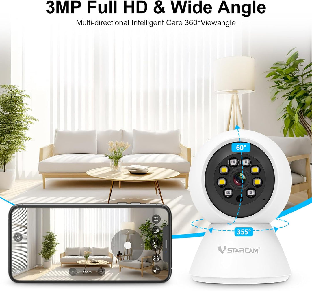 VSTARCAM Cámaras de 3MP para seguridad en el hogar, cámara para mas...