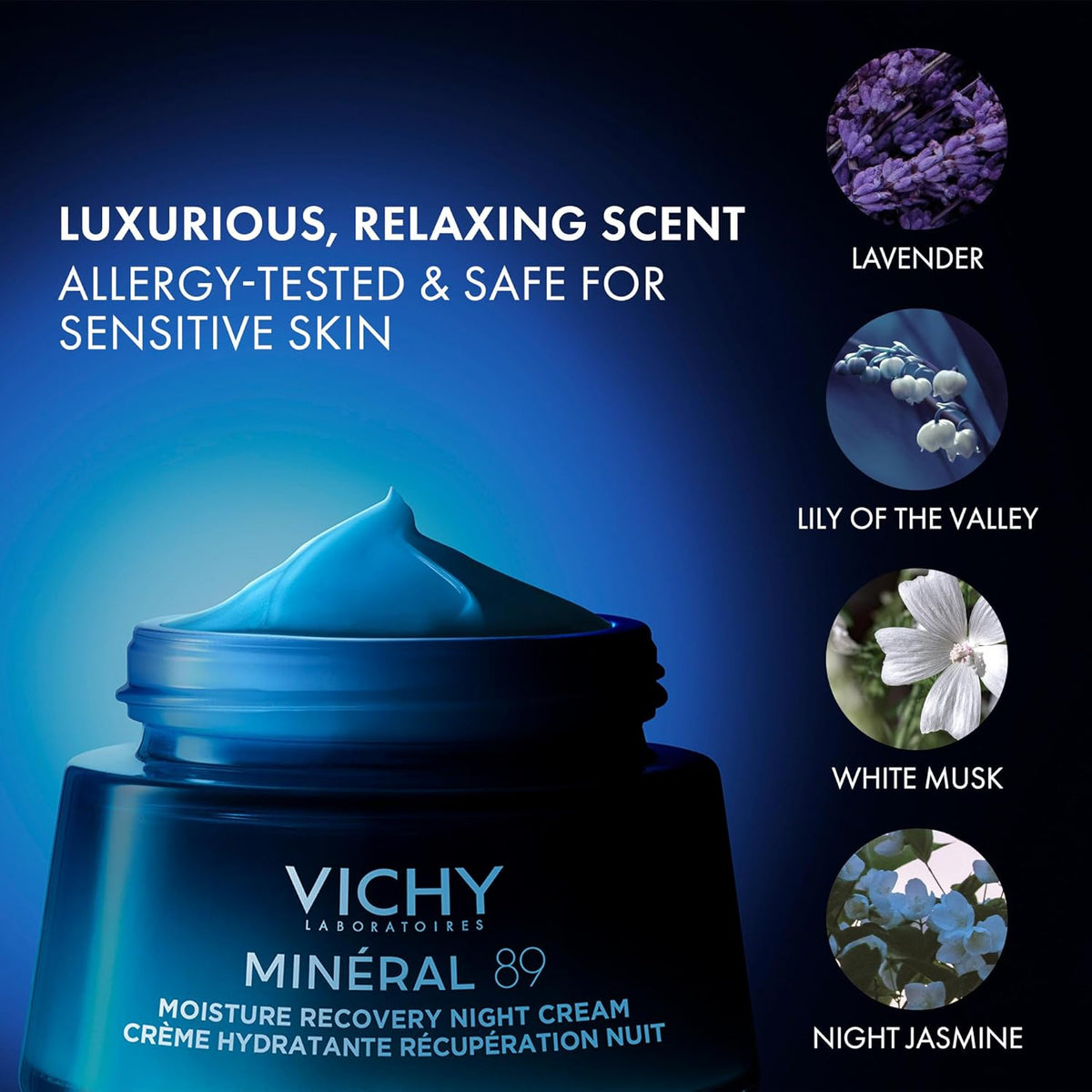 Vichy Mineral 89 Fragrance Free Cream, Moisture Boosting Cream with...