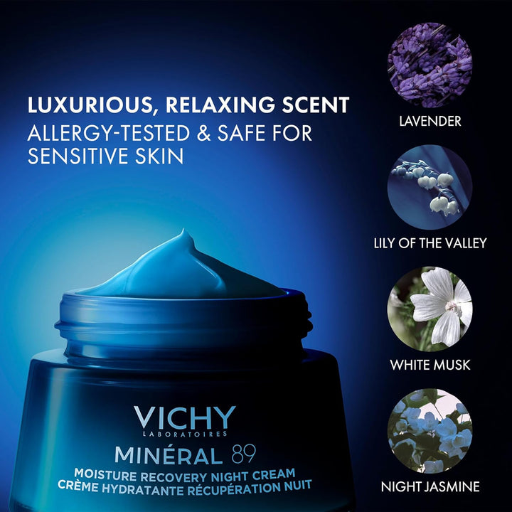 Vichy Mineral 89 Fragrance Free Cream, Moisture Boosting Cream with...