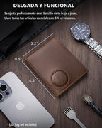 Cartera para hombre con soporte Airtag, 2 ventanas para