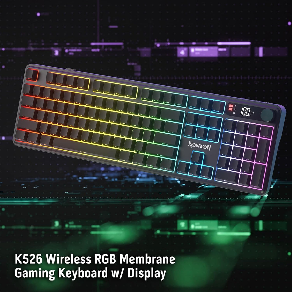 Redragon Teclado inalámbrico K526 PRO RGB para juegos, 104 teclas d...