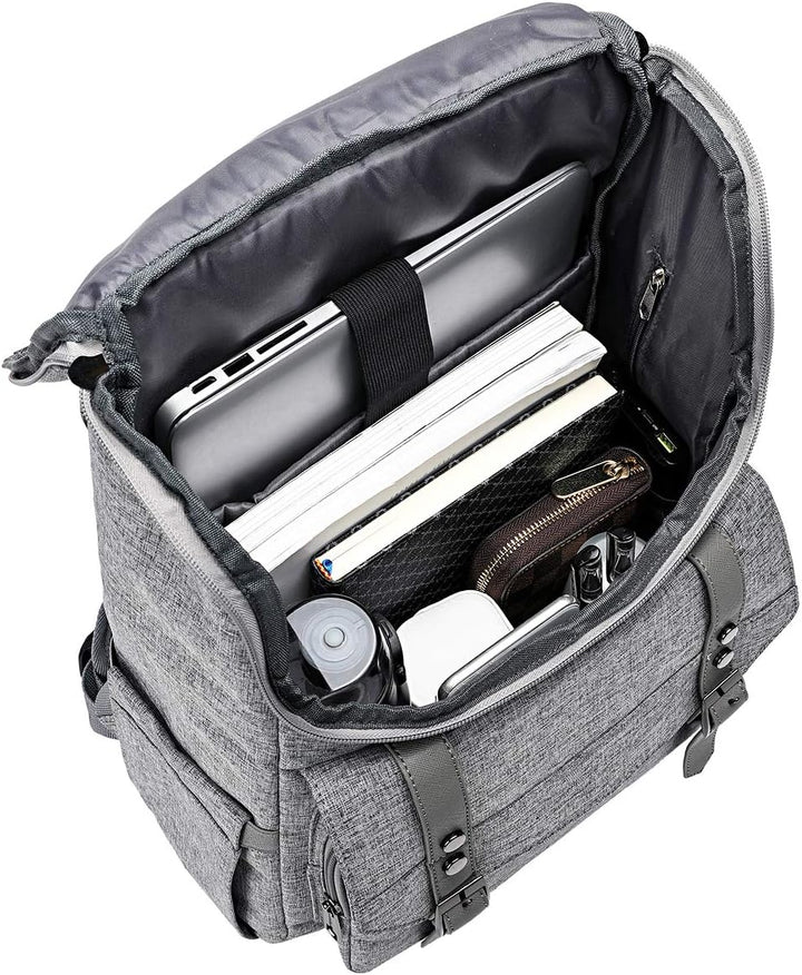 Mochila vintage de viaje para laptop con puerto de carga USB para m...