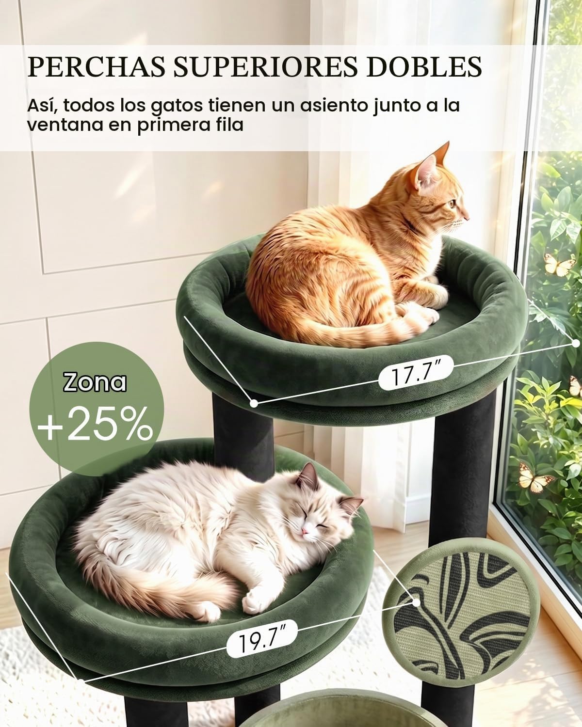 46 pulgadas de Torre de Árbol para Gatos Grandes en Interiores, Condo Cómodo para Gatos Adultos