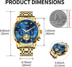 OLEVS Reloj de caballero lujo cronógrafo acero inoxidable pulsera vestimenta impermeable reloj analógico de cuarzo gran esfera luminosa