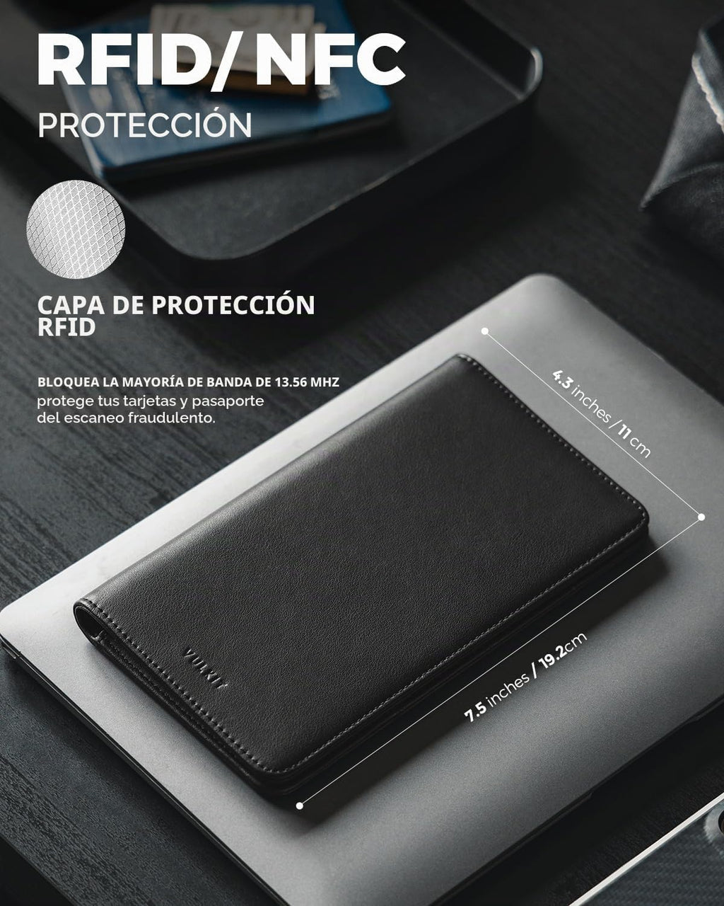 VULKIT Cartera Portapasaportes con Bloqueo RFID, Cartera de Viaje para Hombre y Mujer, Negro, Talla única, Cartera de viaje