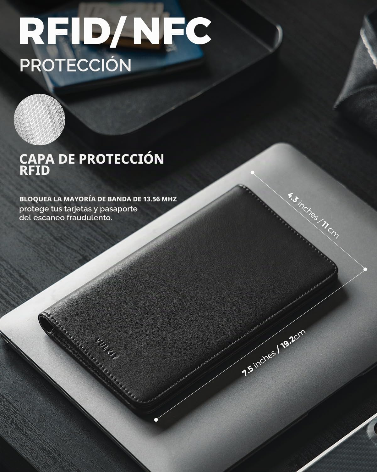 VULKIT Cartera Portapasaportes con Bloqueo RFID, Cartera de Viaje para Hombre y Mujer, Negro, Talla única, Cartera de viaje