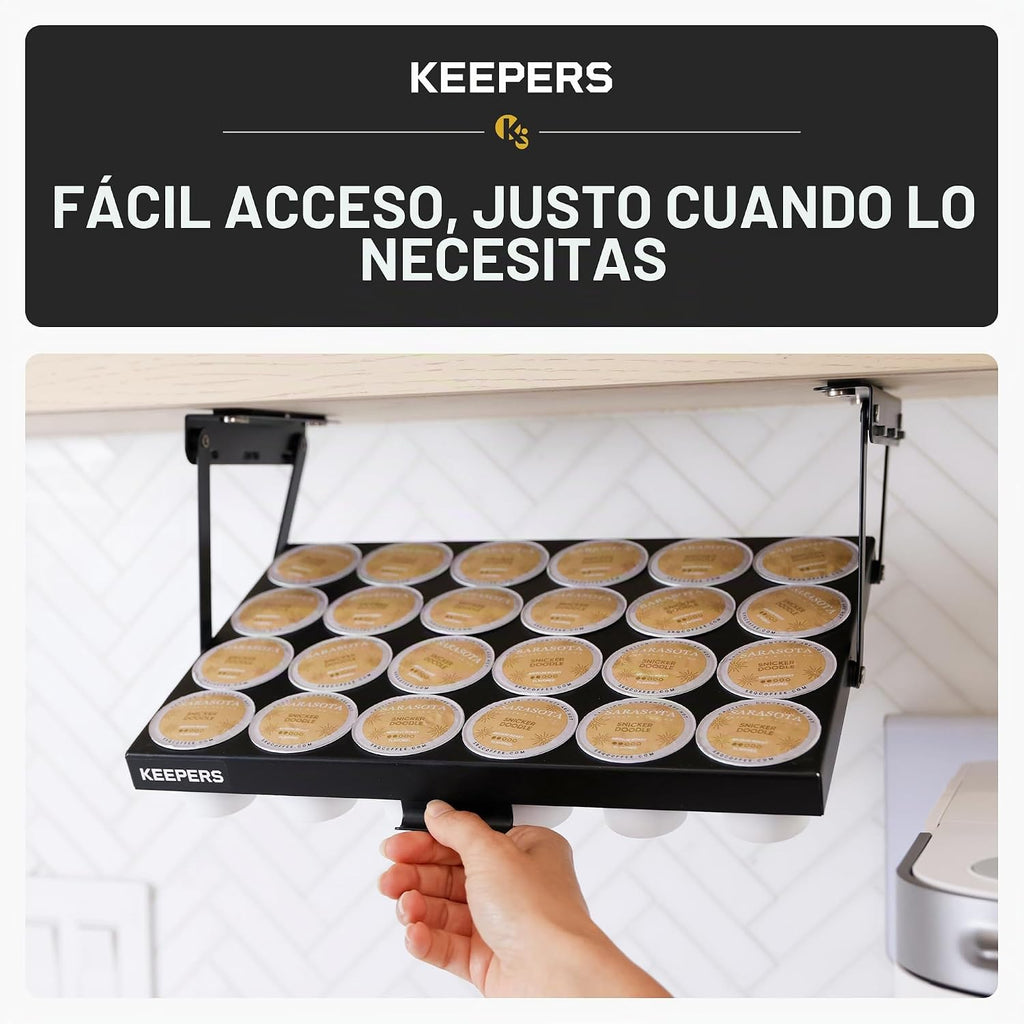Coffee Keepers, titular para bajo mesada para organizar y conservar cápsulas (608938498274), Abajo, Negro, Paquete de 1