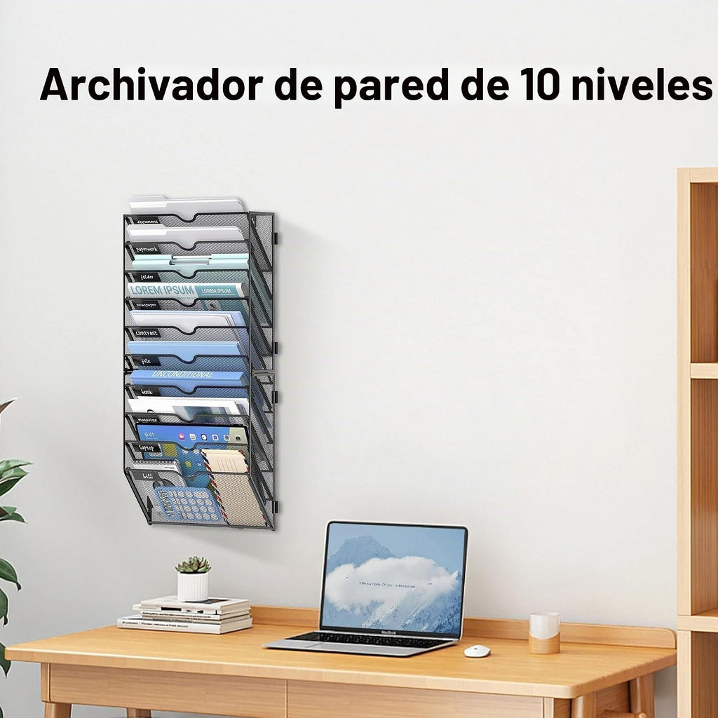 Organizador de archivos de pared de 10 niveles, soporte de correo