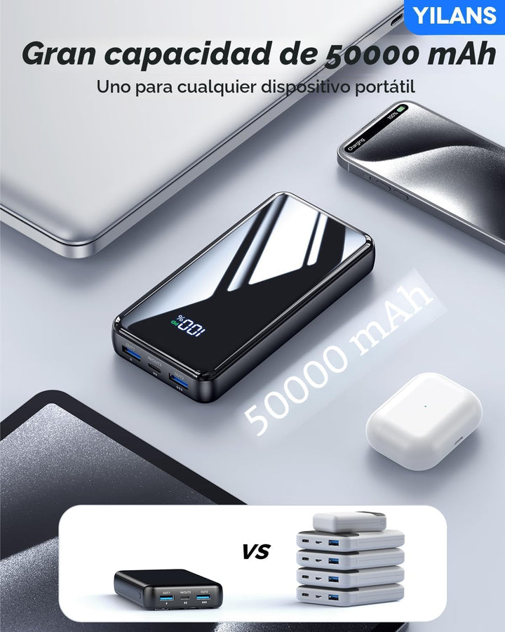 Cargador portátil, cargador de batería de 50000 mAh, cable integrad...