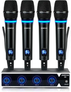 ZERFUN Pro Sistema de Micrófono Inalámbrico Recargable 4 Canales