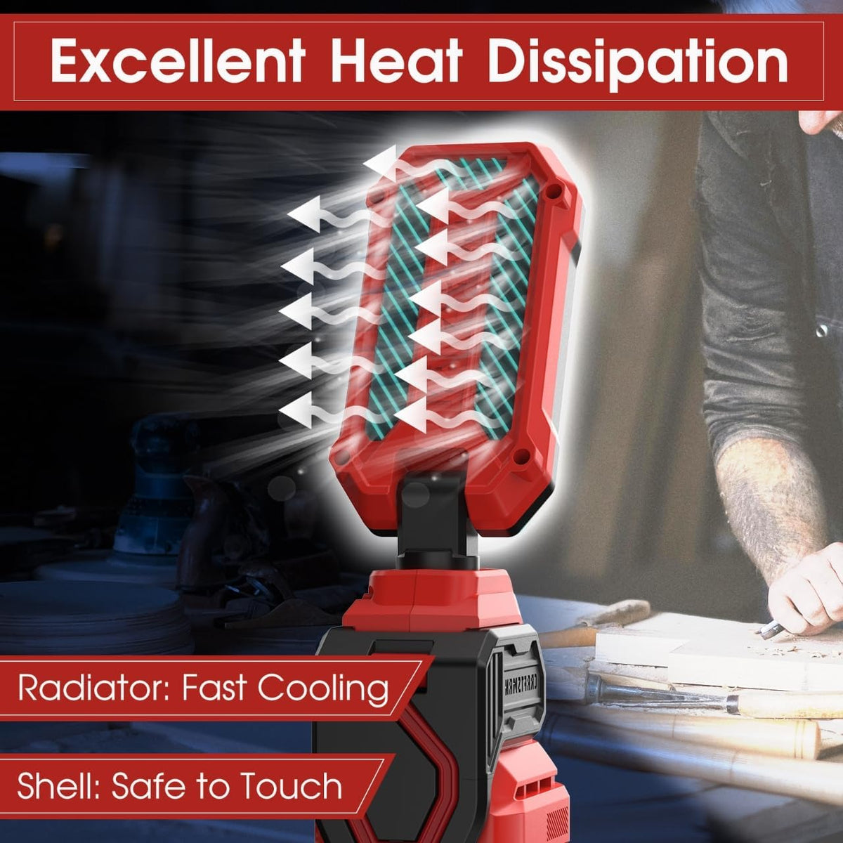 CRAFTSMAN V20 - Luz de trabajo recargable LED de 6500 K, 2000 lm y 1000 lm, 2 ajustes de brillo, gancho y abrazadera para múltiples opciones de montaje, inalámbrica, batería no incluida