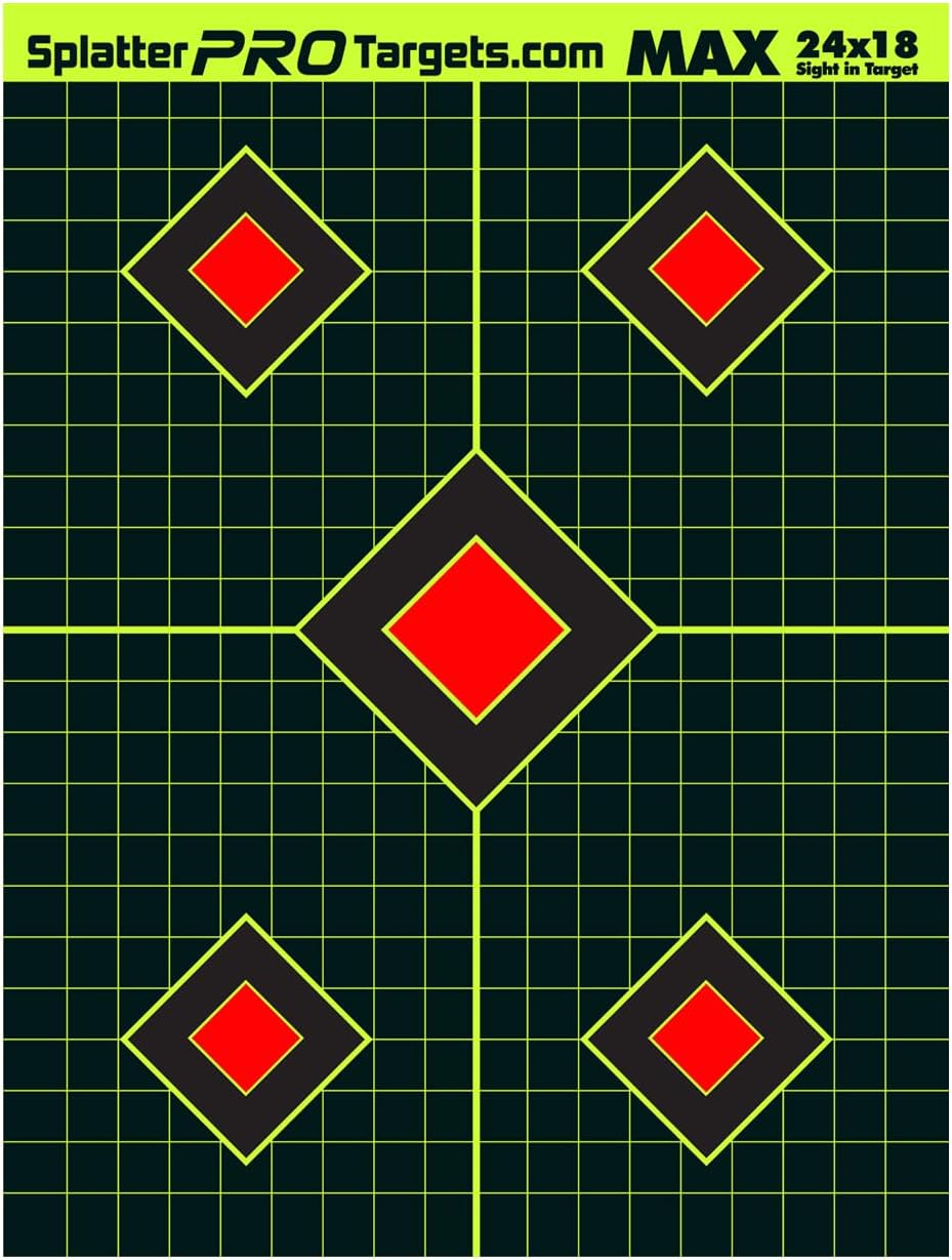 Objetivos de salpicaduras extra grandes de 18 x 24. Disparación de dos colores para ver fácilmente tus disparos. Salpicaduras blancas y amarillas fluorescentes brillantes. Objetivos totalmente