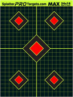 Objetivos de salpicaduras extra grandes de 18 x 24. Disparación de dos colores para ver fácilmente tus disparos. Salpicaduras blancas y amarillas fluorescentes brillantes. Objetivos totalmente