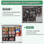 ADRIMER Contenedores organizadores para congelador, 4 paquetes plegables y apilables con longitud ajustable de 11 a 17.3 pulgadas, cestas de almacenamiento de alambre de metal para congelador vertical