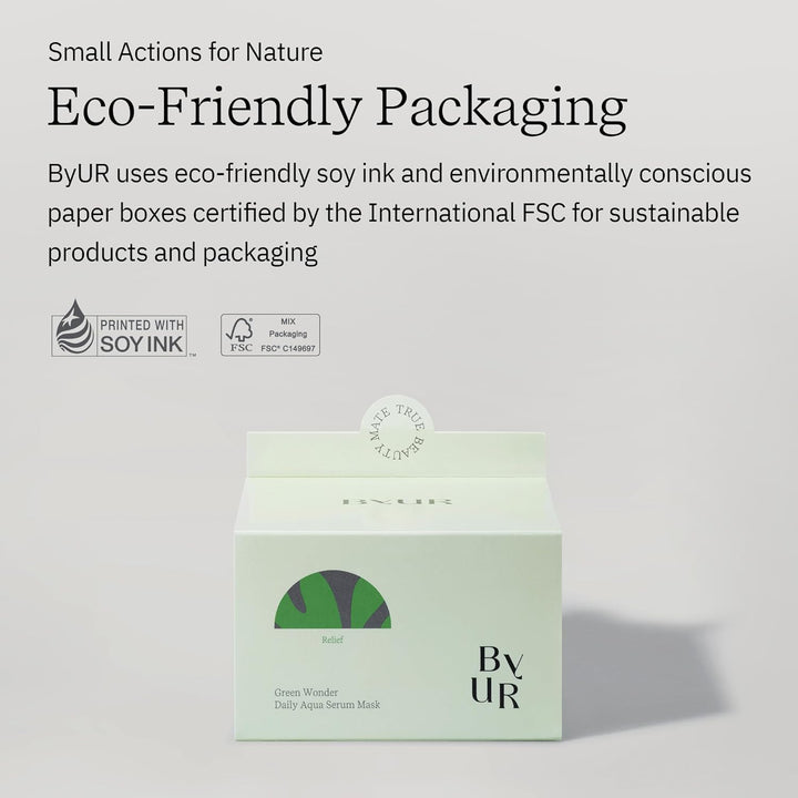 ByUR Green Wonder Daily Aqua Serum Mask (30 unidades) Mascarilla hi...