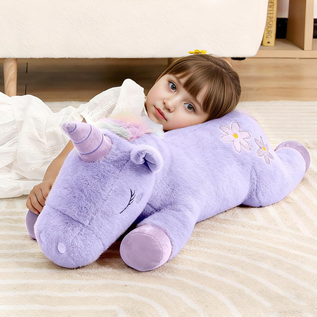 Peluche de unicornio morado gigante de 32 pulgadas, almohada de cue...