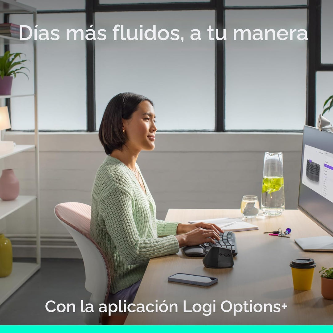 Logitech Wave Keys &amp; Lift - Combo ergonómico de teclado y mouse...