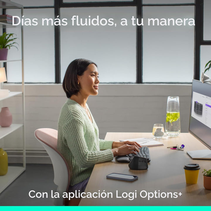 Logitech Wave Keys &amp; Lift - Combo ergonómico de teclado y mouse...