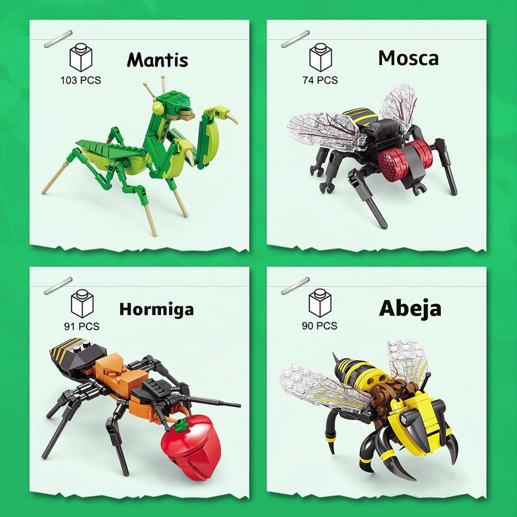 KAZI - Juego de juguetes de construcción de insectos, bloques de