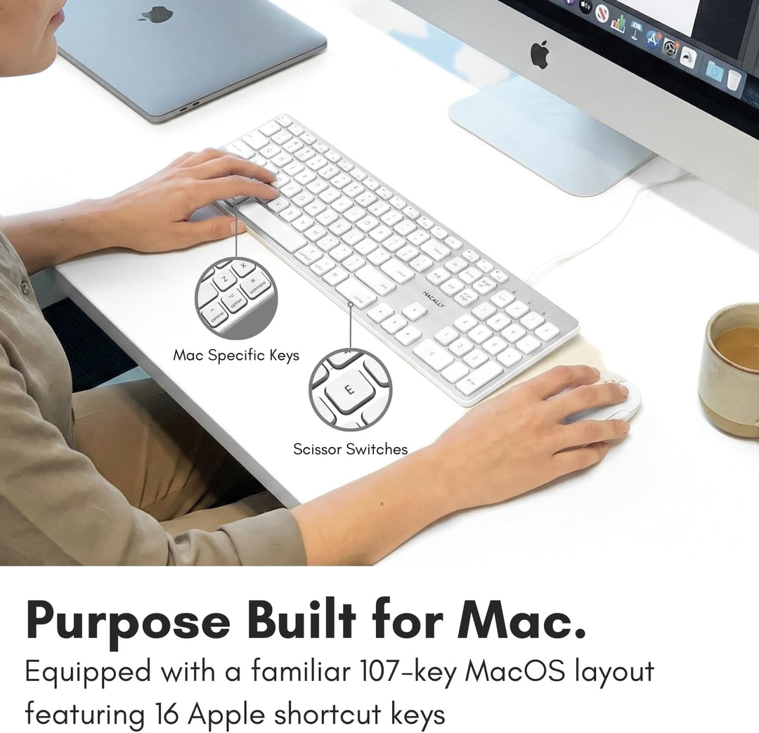 Teclado con luz LED Macally con cable para Mac | Teclado Apple comp...