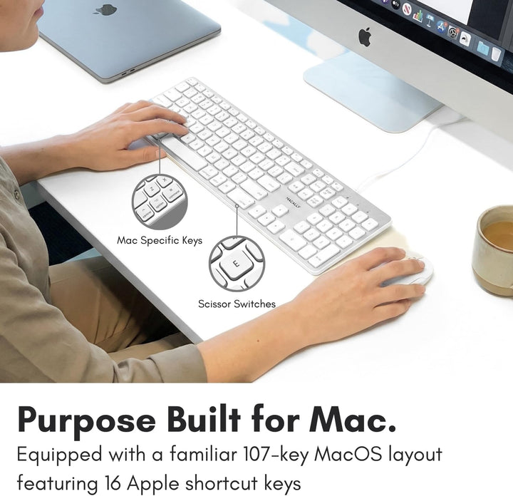 Teclado con luz LED Macally con cable para Mac | Teclado Apple comp...