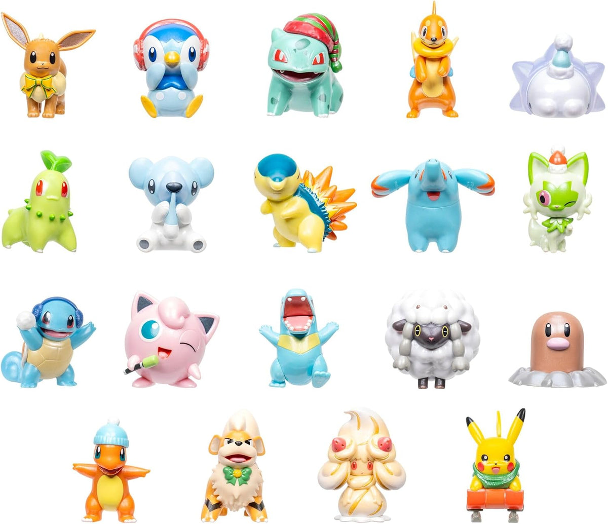 Jazwares Pokemon Holiday Calendar 2026 - Incluye 19 figuras de 2 pulgadas con acabado especial y cinco accesorios únicos