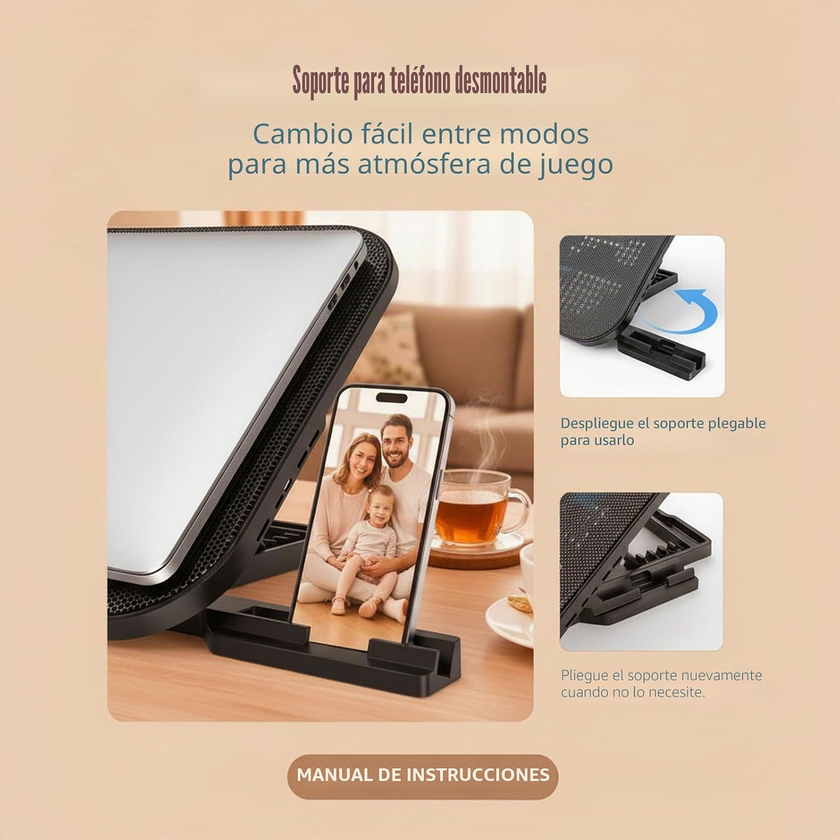 Almohadilla de refrigeración para laptop con 3 ventiladores silenci...