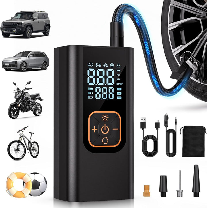 QKMPOM Inflador de neumáticos de 180 PSI, compresor de aire portáti...