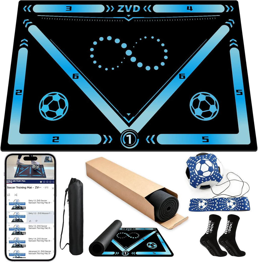 ZVD Tapete enrollado para entrenamiento de fútbol con video, tapete antideslizante para trabajo de pies