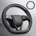 Wigoo Funda para volante para accesorios de 25 a 26 modelos Y/24-26 Modelo 3, forma D para Tesla Model Y Juniper y Model 3 Highland Premium Nappa con cuero de fibra de carbono para agarre