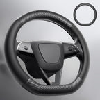 Wigoo Funda para volante para accesorios de 25 a 26 modelos Y/24-26 Modelo 3, forma D para Tesla Model Y Juniper y Model 3 Highland Premium Nappa con cuero de fibra de carbono para agarre
